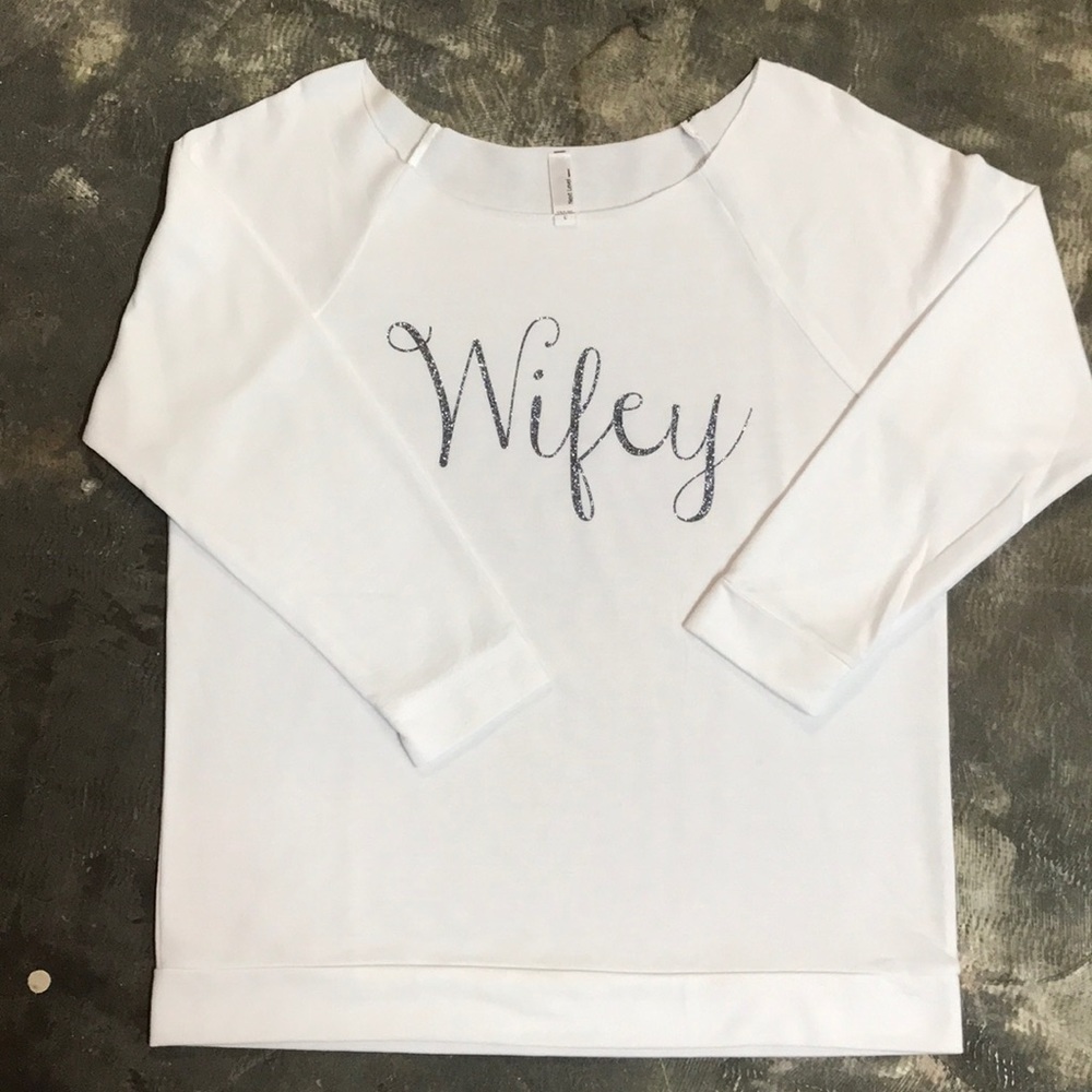 White Wifey 3/4 Sleeve Top